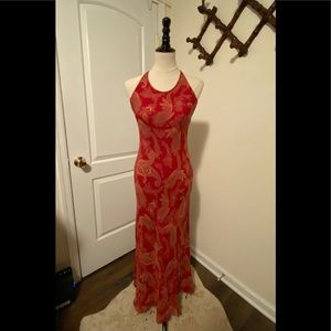 Ann Taylor silk maxi dress, red paisley print size 6